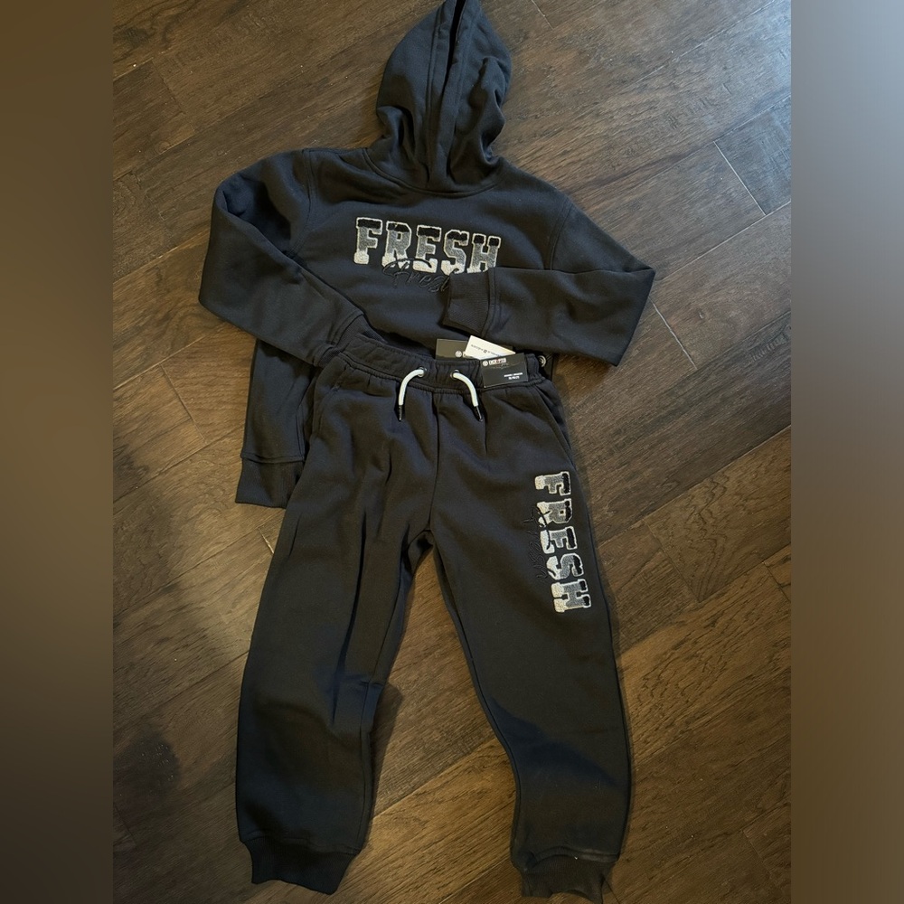 Fresh Kids Black Sweatpants & Hoodie Set